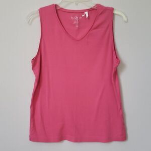 Chico's Pink Tank Top Sleeveless Knit Womens 12 Casual V-neck Top